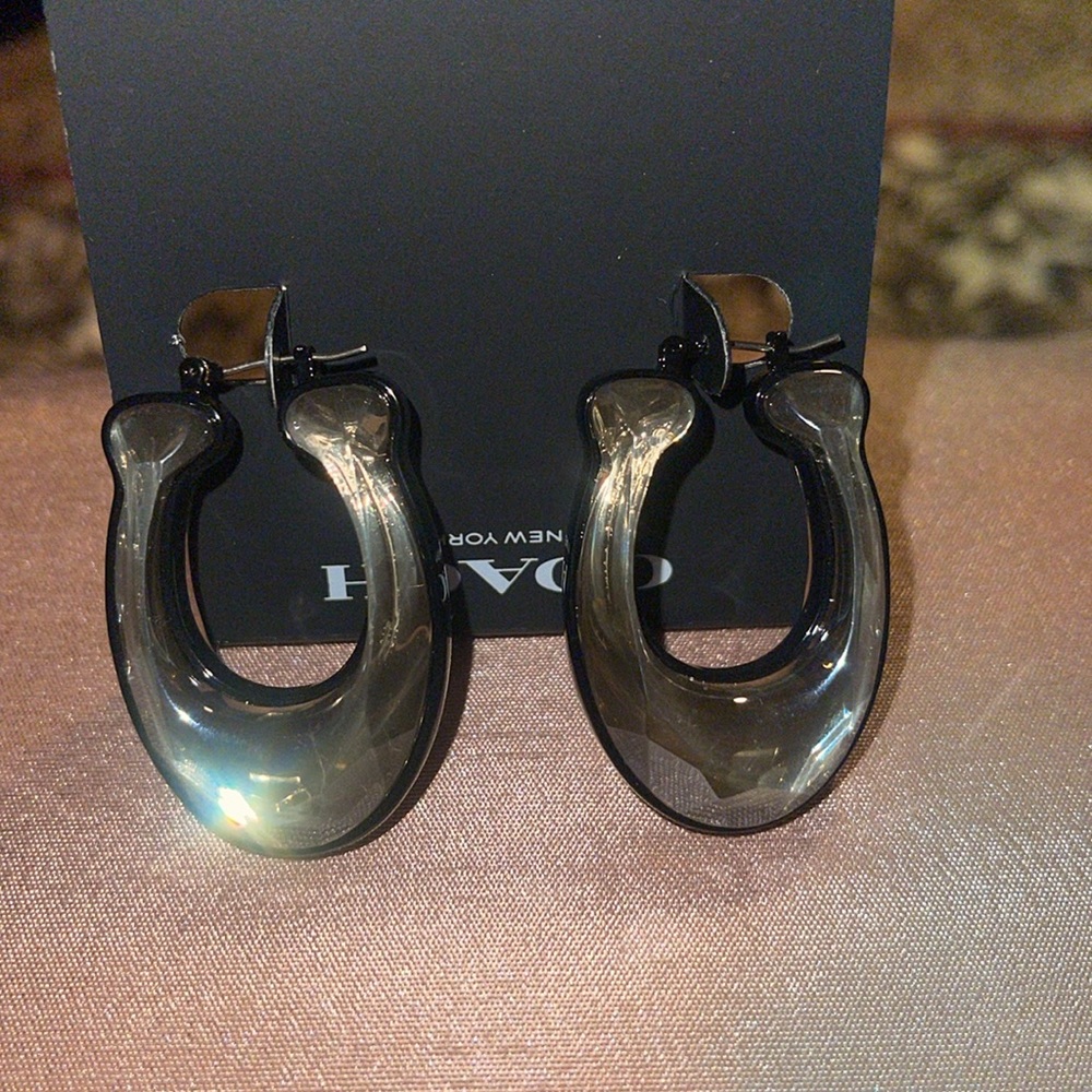Coach Women's Signature Stone Hoop Earrings NWT - Picture 3 of 4